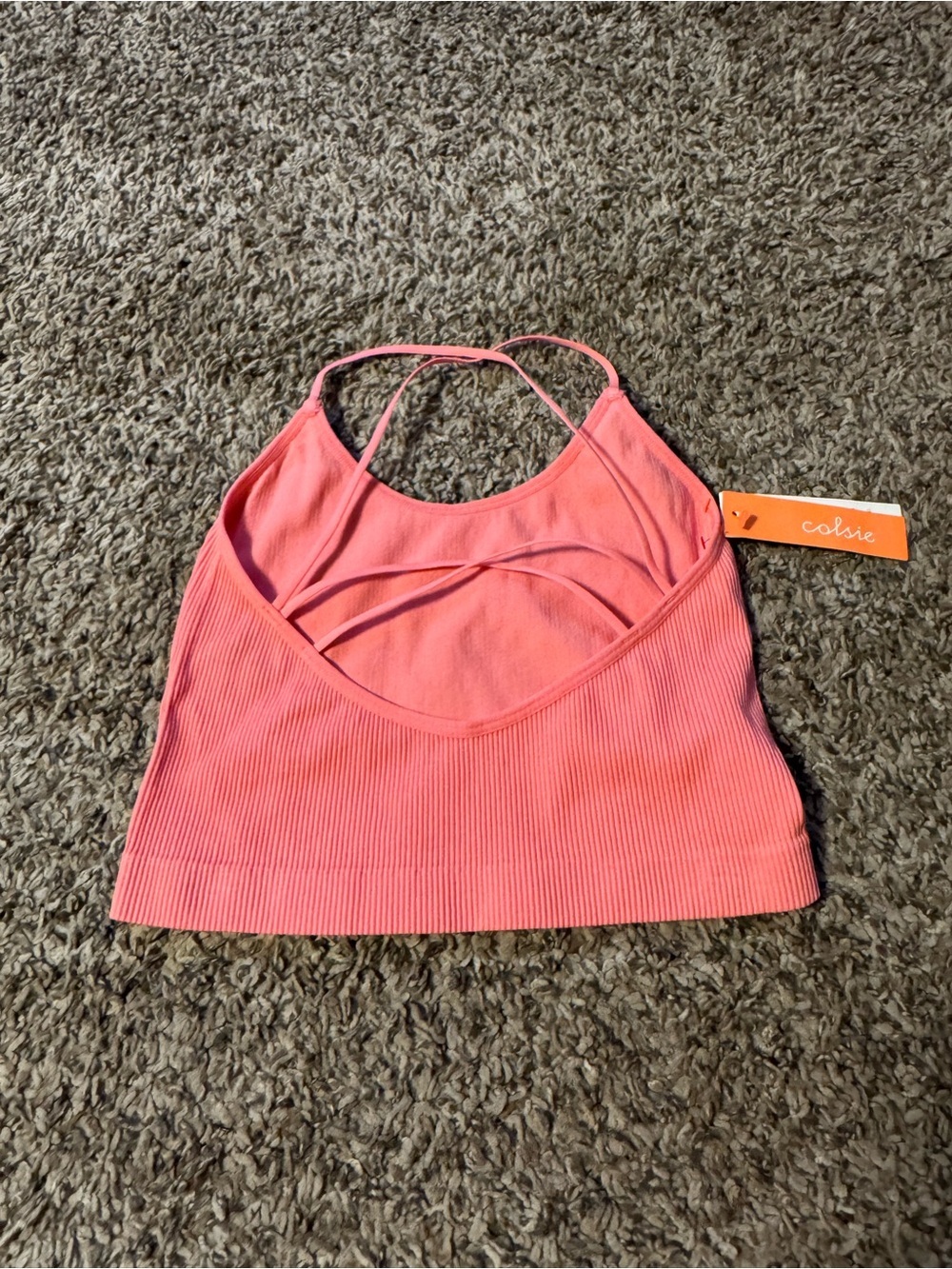 Colsie Coral Pink Ribbed Tank Top - Picture 2 of 3